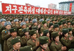 N. Korea celebrates rocket launch with dance party, fireworks