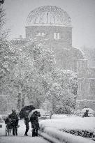 Atomic Bomb Dome covered with snow