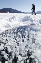 Frozen lake in northern Japan