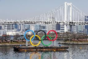 Olympic rings in Tokyo's waterfront area