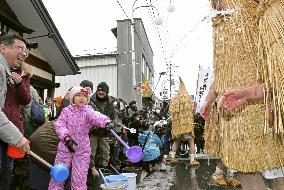 Water-splashing festival in northeastern Japan