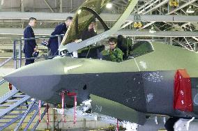 Japan defense chief's inspection of F-35A stealth fighter