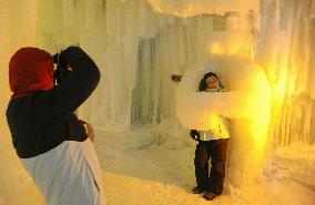 Ice fall festival in Hokkaido