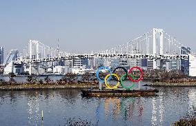 Olympic rings in Tokyo's waterfront area