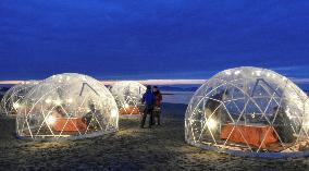 "Kotatsu" heaters on beach