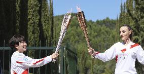 Olympic flame lighting in Olympia