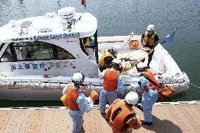 Rescue drill near Kanagawa beach