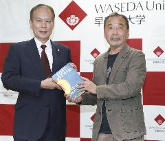 Haruki Murakami meets press in Tokyo