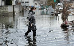 Flooded road in Ishinomaki