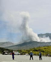 Volcanic eruption on Mt. Aso