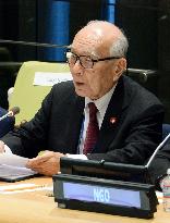 A-bombing survivor addresses NGO meeting at NPT Review conference