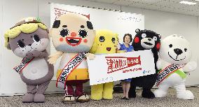 Popular local mascots form team to promote tsunami disaster prevention