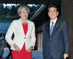 British PM May lands in Japan to talk N. Korea, trade with Abe