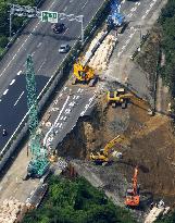 Repair work on Tomei Expressway continues