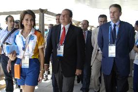 IOC chief Rogge inspects press center in Athens