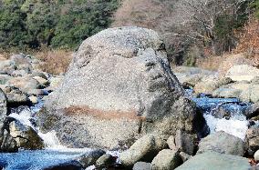 Big rock resembling monkey face attracts people