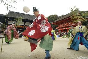 Ancient football played at Kyoto shrine