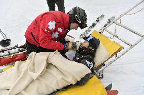 Skiing: World champion Onozuka taken to hospital after dangerous fall