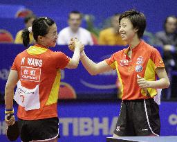 China's Wang, Zhang win women's doubles at world table tennis