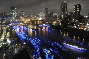 Star Festival illuminations in Osaka river