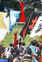 Armored warriors compete in horse race