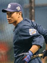 Rays' Iwamura practices wearing 'World Series' cap and jersey