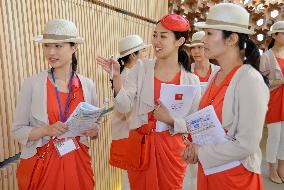 Attendants in Japan pavilion get ready for Expo Milano 2015