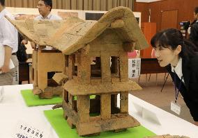 House-shaped clay figures found from tumulus in western Japan