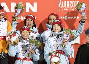 Japan's mixed ski jump team places 3rd at Nordic world ski event