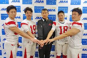 Japan national American football team members pose ahead of world meet