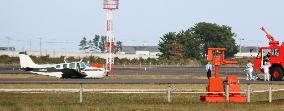 Small airplane belly-lands at Sendai Airport
