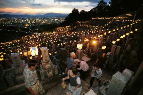 Lanterns lit at Kyoto temple's mausoleum