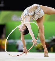 Japan rhythmic gymnast Minagawa performs with hoop