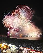 Fireworks at World Heritage site in central Japan