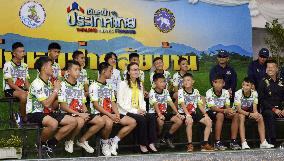 Thai cave boys, coach meet press
