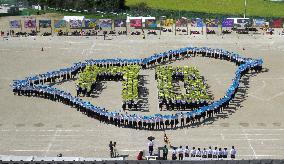 Students send message of peace from ground at west Japan school