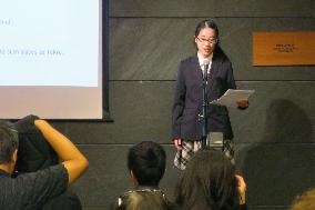 Fukushima student thanks donors in N.Y. for funding outdoor programs