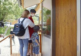 Temporary housing in flood-hit southwestern Japan city