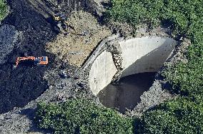 Construction worker thought to have fallen into deep pit