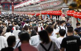 Crowded sightseeing spot in Tokyo