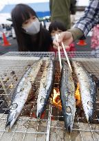 Saury festival in northeastern Japan