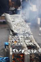 Saury festival in northeastern Japan