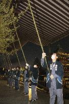 Year-end cleanup at Japanese temple