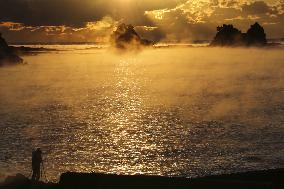 Sea fog in western Japan