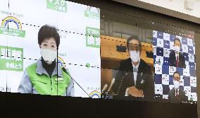 Tokyo Gov. Koike holds online conference with 3 governors