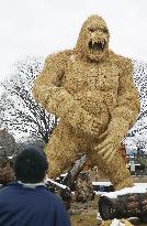 Straw-made gorilla statue