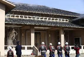 Fire drill at Horyu-ji temple