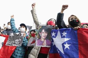 Protest in Tokyo against military coup in Myanmar