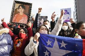 Protest in Tokyo against military coup in Myanmar