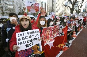 Protest in Japan against military coup in Myanmar